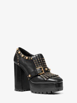 michael michael kors alberta studded leather kiltie platform loafer|Michael Kors .